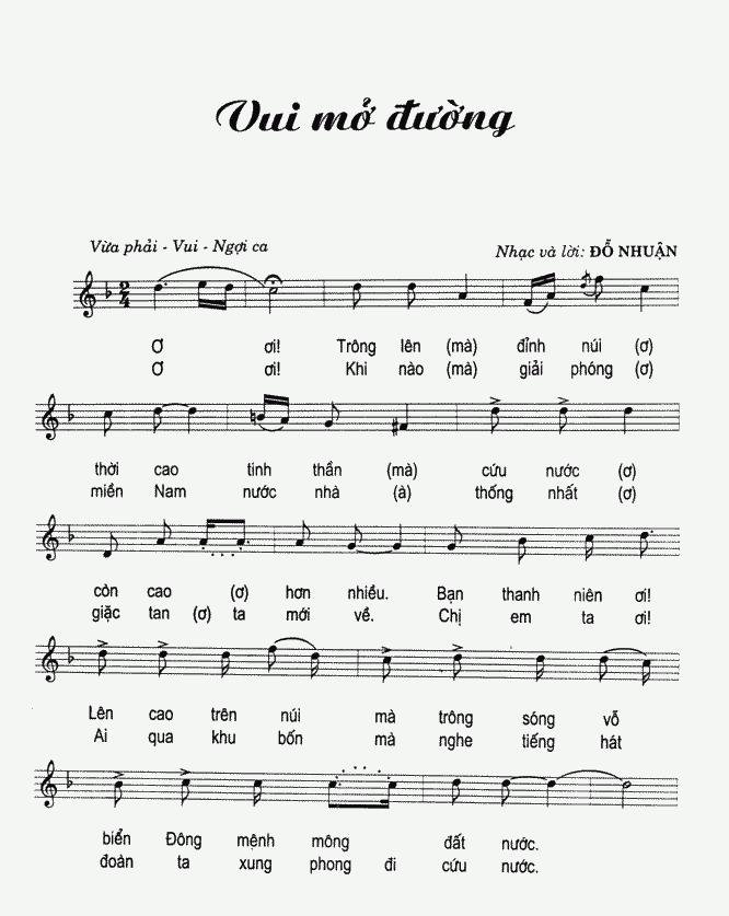 Sheet nhạc Vui Mở Đường